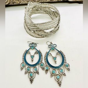 Rhinestone statement Earrings & Cuff Bracelet